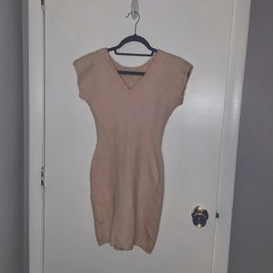 Vintage 1980s Light Pink Wool Sweater Dress